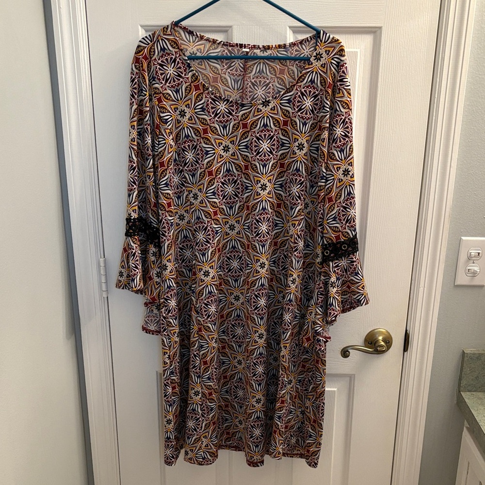 Multicolor Geometric Pattern Dress